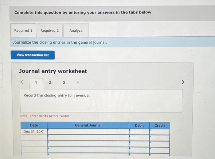 Problem 6.3A (Algo) Journalizing and posting closing entries. LO 6-1 On December