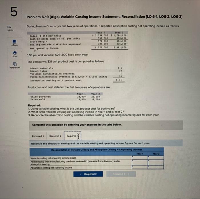 Statement; Reconciliation (L0,6-1, L06-2, L06-3) During Heaton Company's first two years of