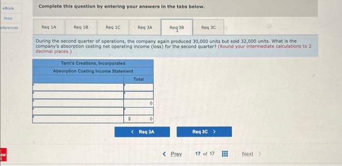 a course in managerial accounting at State University Tani's Creations, Incorporated Income