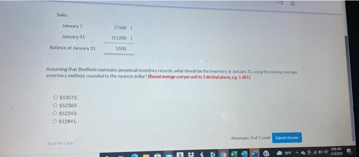 inventory records of Sheffield Corp. for any Units Unit Cost Tots Cost