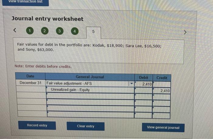 Recording, adjusting, and reporting available-for-sale debt securities LO P3 The following information