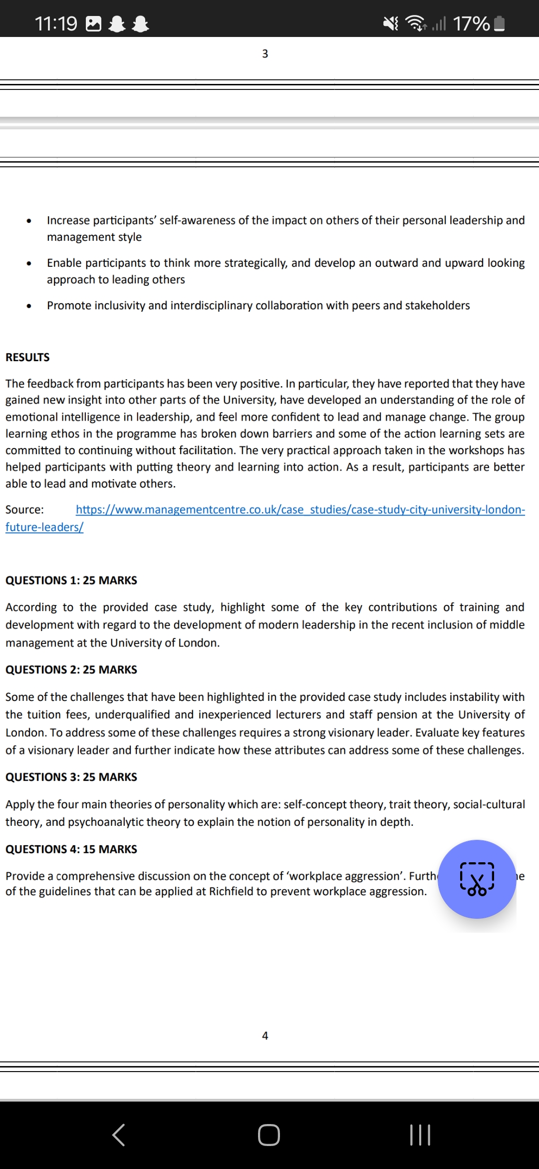 THAT FOLLOW: CASE STUDY: CITY, UNIVERSITY OF LONDON FUTURE LEADERS INTRODUCTION City,