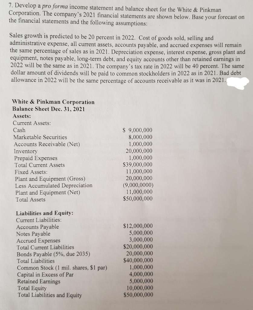 a. Calculate White & Pinkman's additional funds needed, or excess financing.