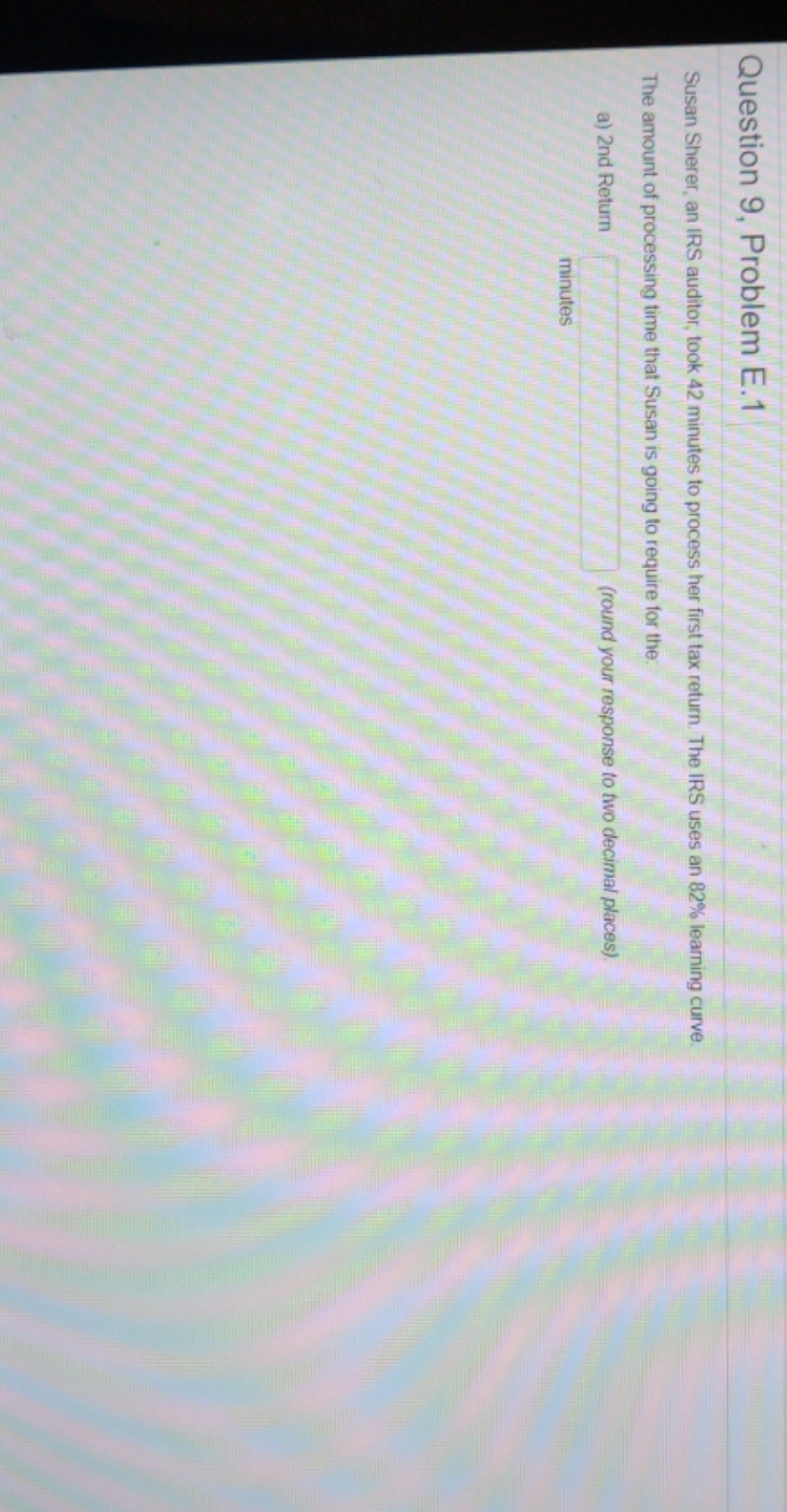 b) 4th return? c) 8th return? Question 9, Problem E.1 Susan Sherer,