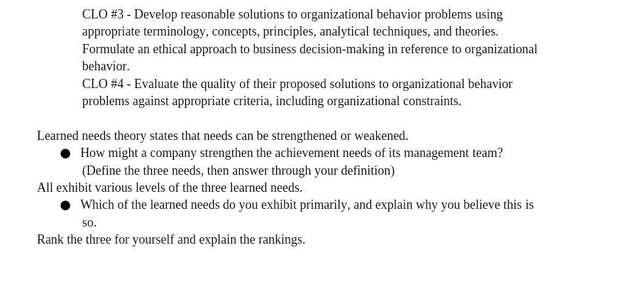 DQ Module 6 Kev CLO # 3 - Develop reasonable solutions to