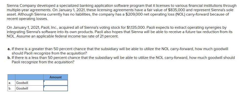 Can you help with this? Sienna Company developed a specialized banking application