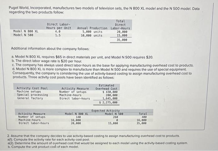 Answer question #2, Please make columns and rows for better understanding of