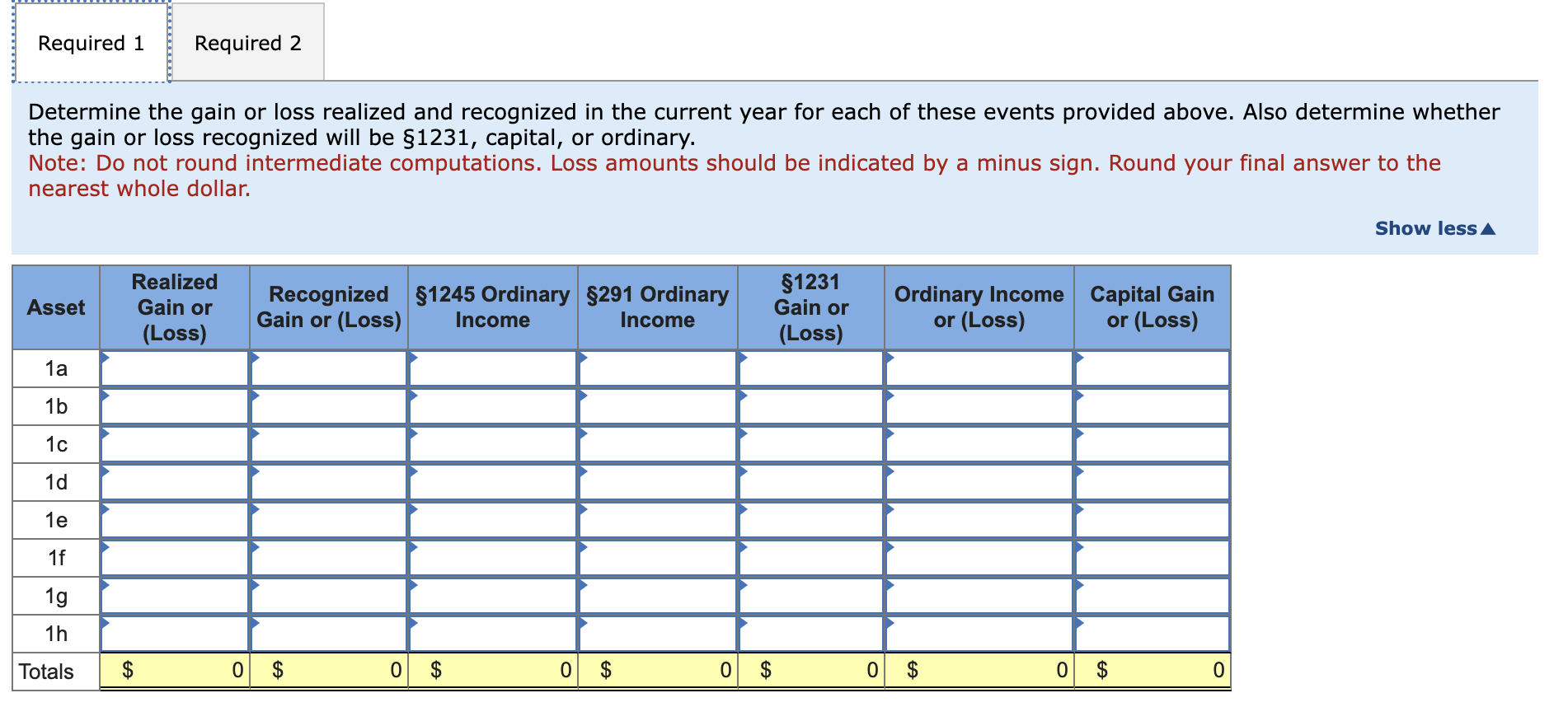  Required information Skip to question [The following information applies to the