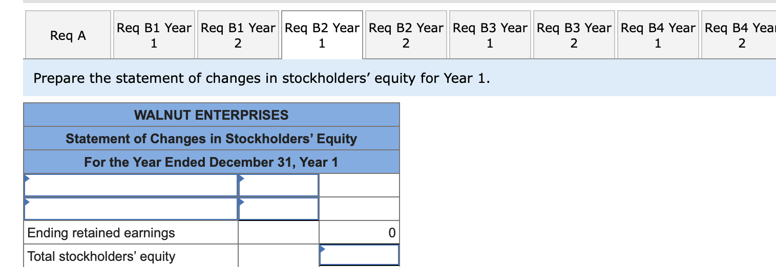 you The following transactions apply to Walnut Enterprises for Year 1, its