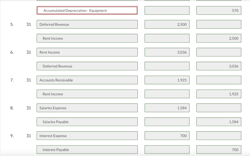 10. 23 Received April's telephone bill for $135; due May 15. (Hint: