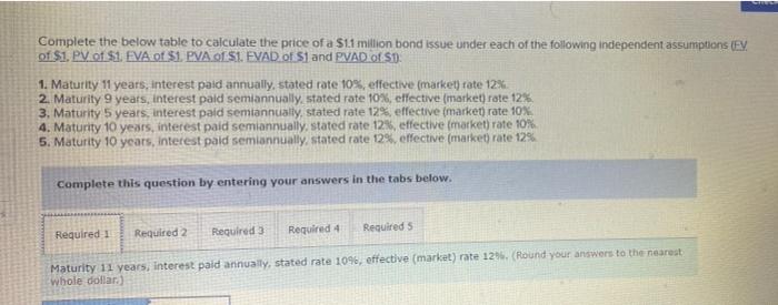 I need 1 and 5. Complete the below table to calculate the