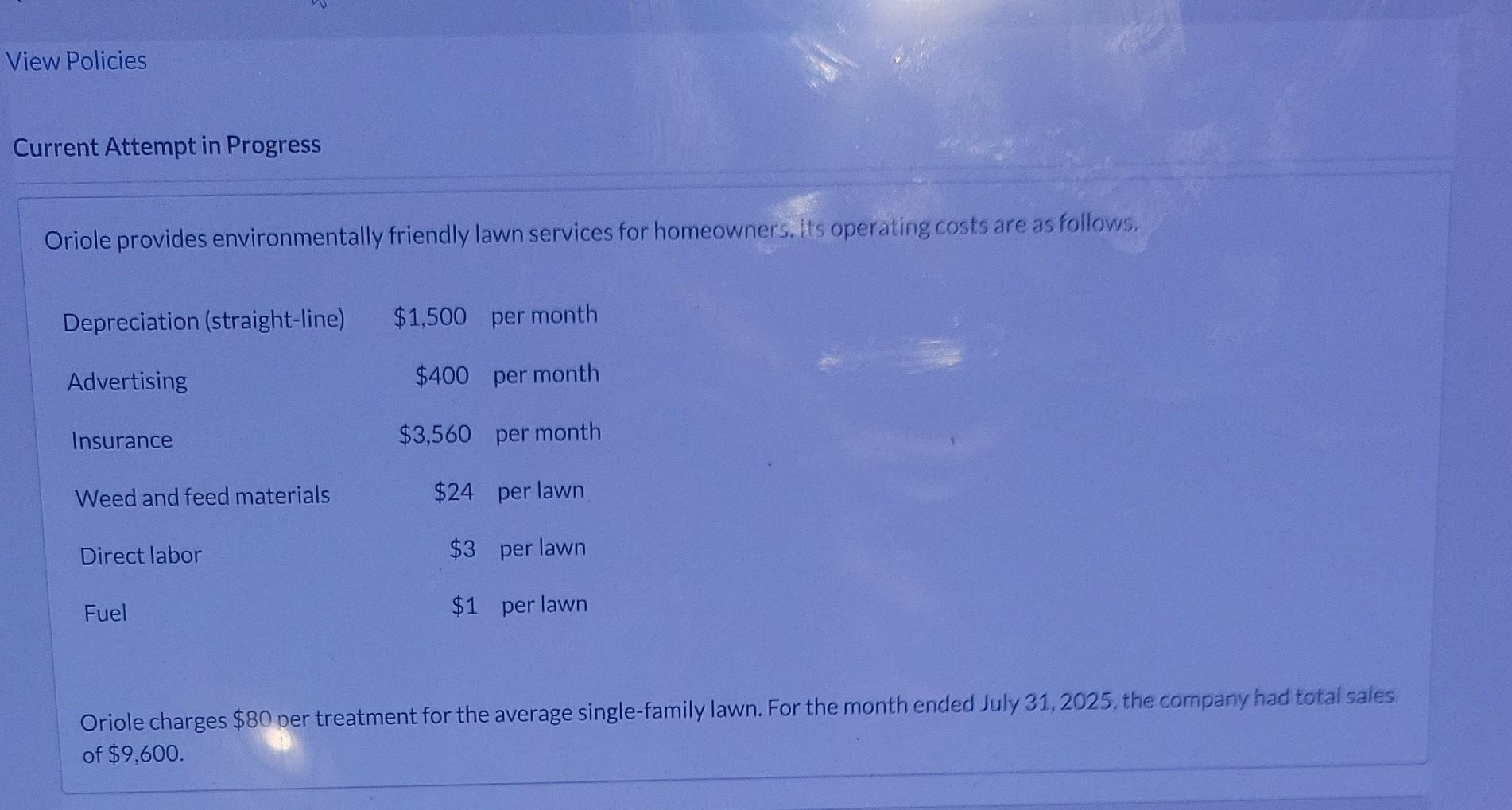  Current Attempt in Progress Oriole provides environmentally friendly lawn services for