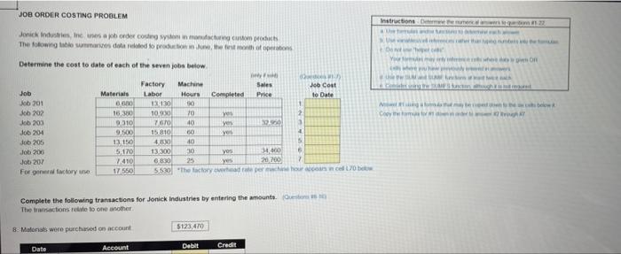 WS the factory och 12.50 Complete the following transactions for Jonic Industries