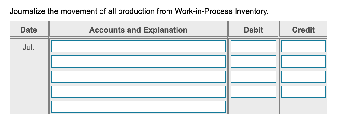 production costs from Work-in-Process Inventory. Journalize the adjusting of the Manufacturing Overhead