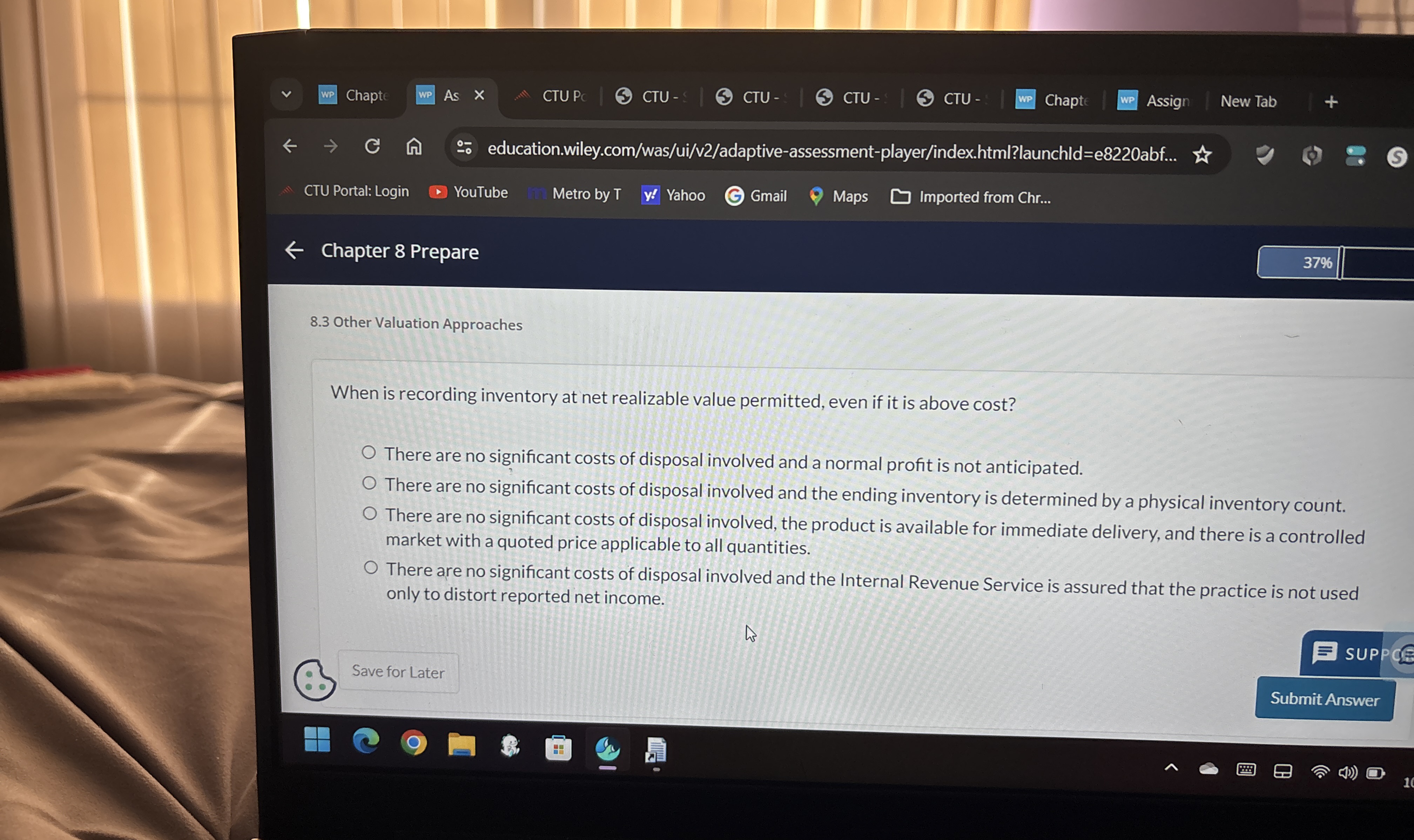  8.3 Other Valuation Approaches When is recording inventory at net realizable