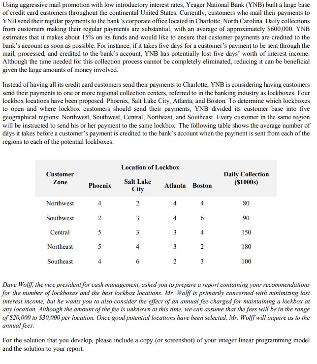 Hi, I need help with a Linear Programming problem... Using aggressive mail