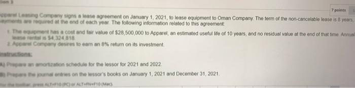 please solve it quickly 7 points ceae Leasing Company signs a lease