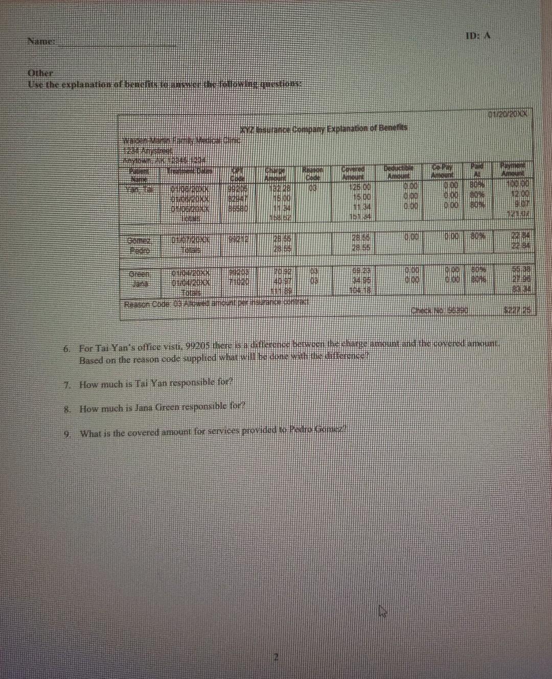 orther Based on the reason code supplied mann ma 7. How