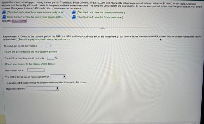 hurdie rate on imvestments of this nature. (Click the lcon to vew
