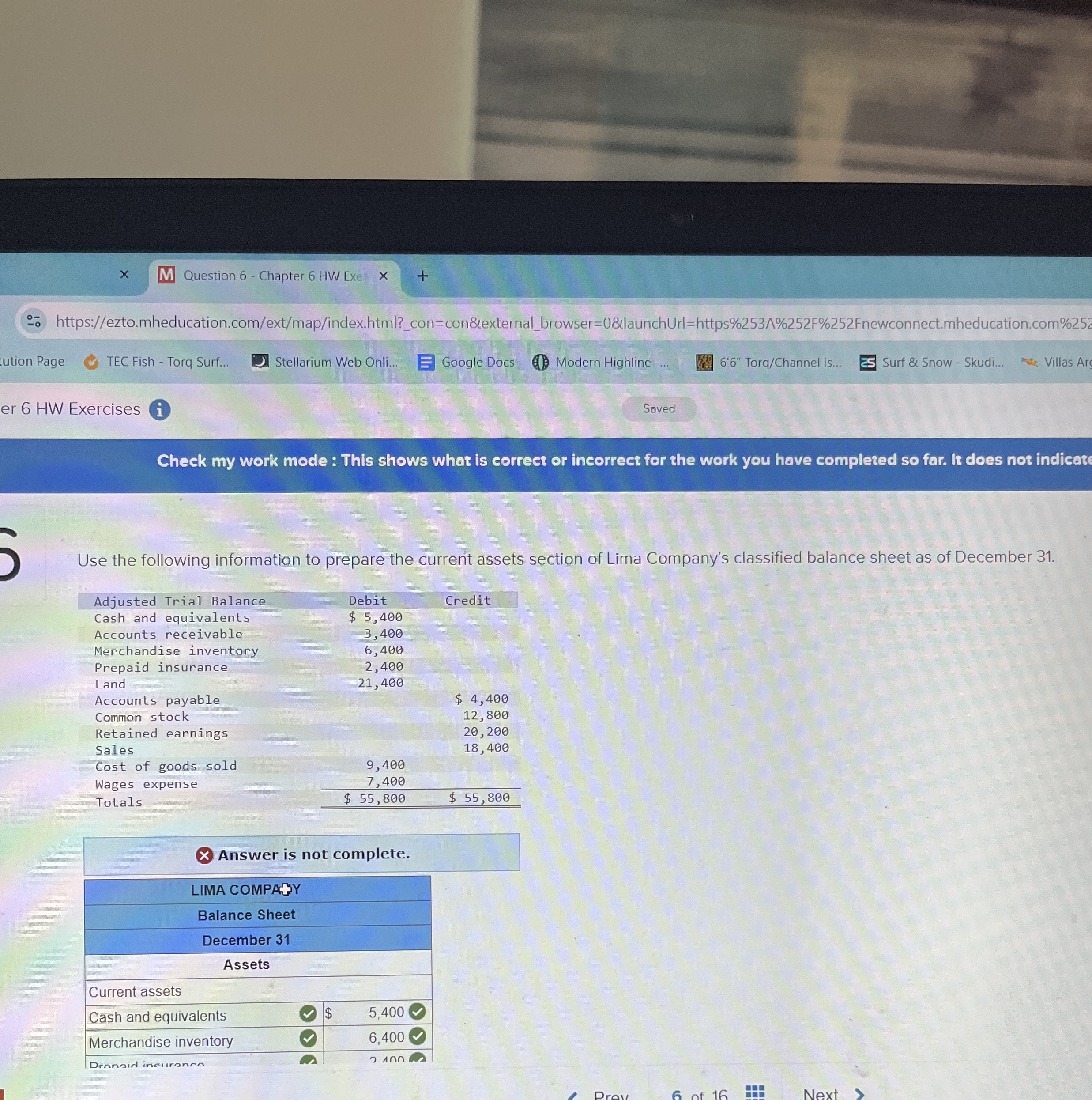  Use the following information to prepare the current assets section of