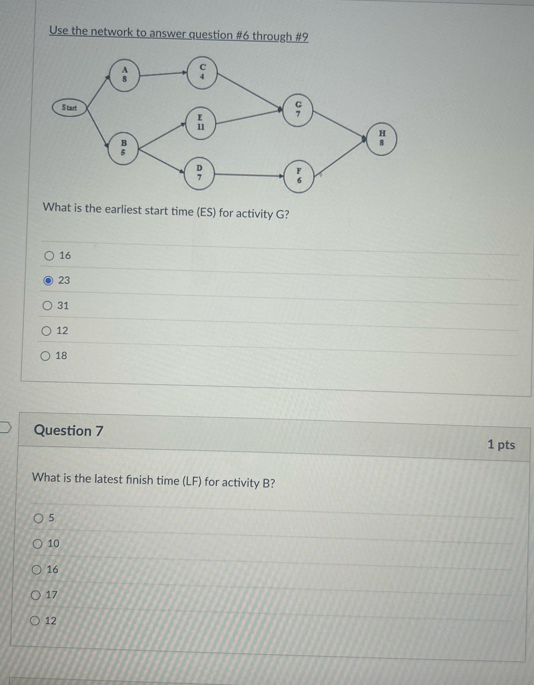  Use the network to answer question #6 through #9 Star What