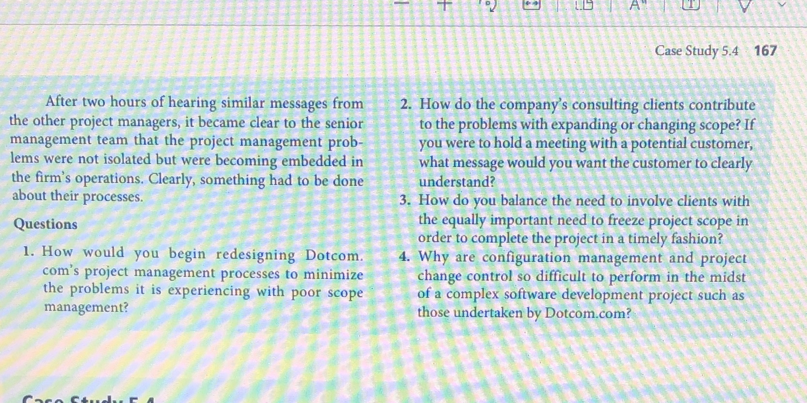 Case study : project management at Dotcom.com LO A Case Study 5.4