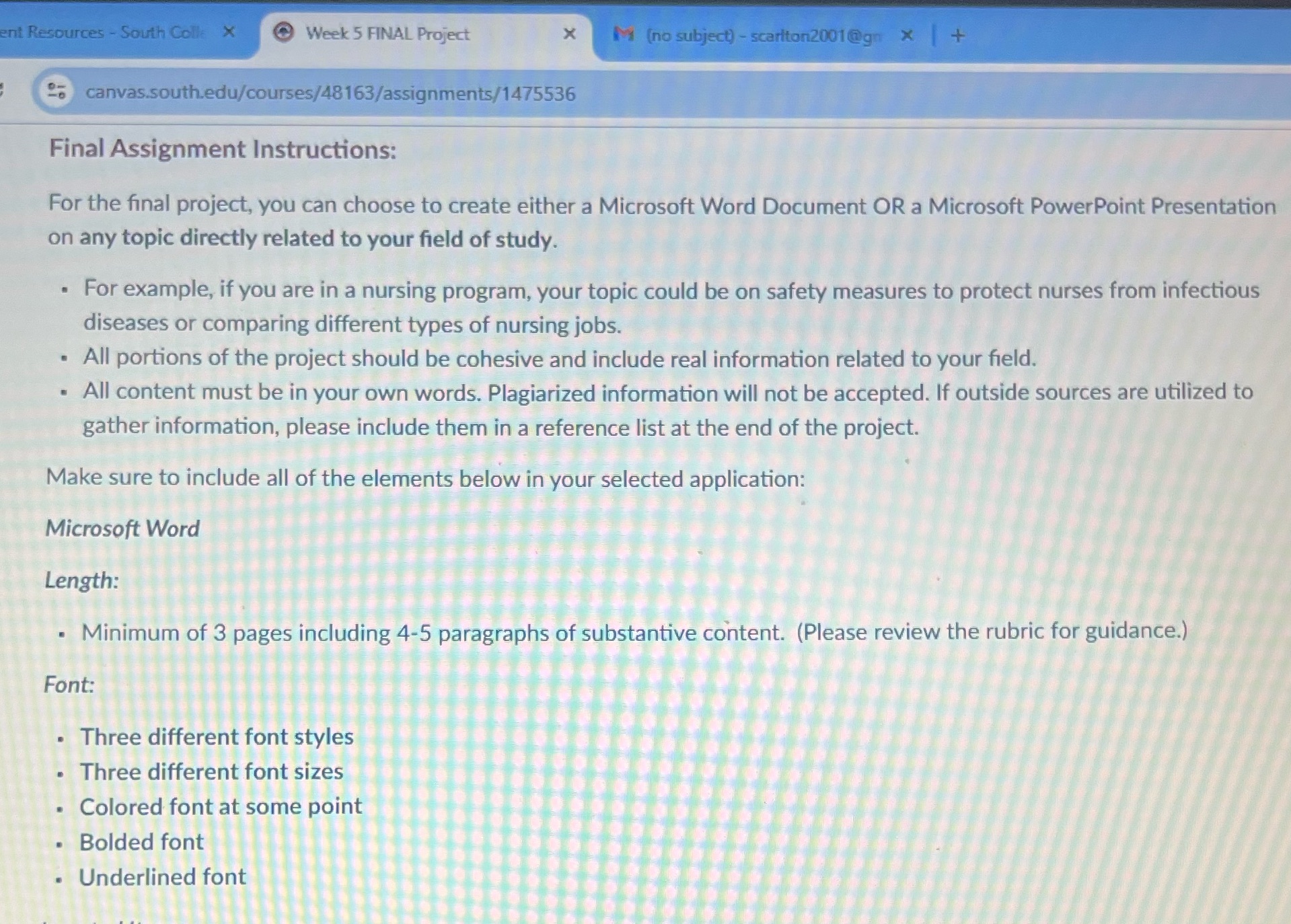 ent Resources - South Colle X Week 5 FINAL Project X
