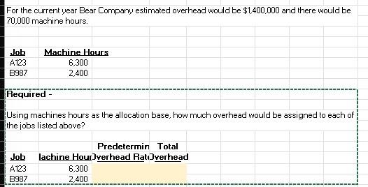  For the current year Bear Company estimated overhead would be $1,400,000
