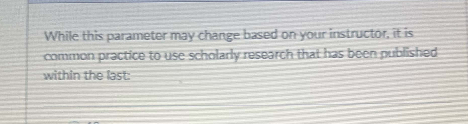 While this parameter may change based on your instructor, it is