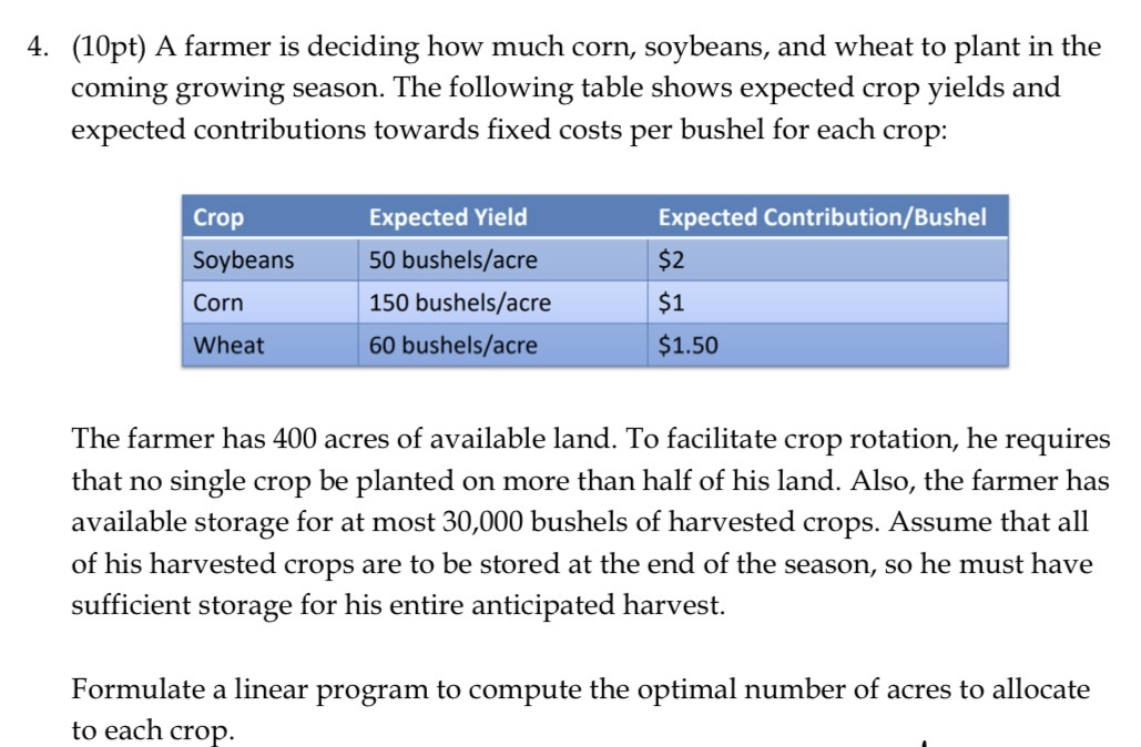With clear steps and answer. Need to solve the amout of corn,