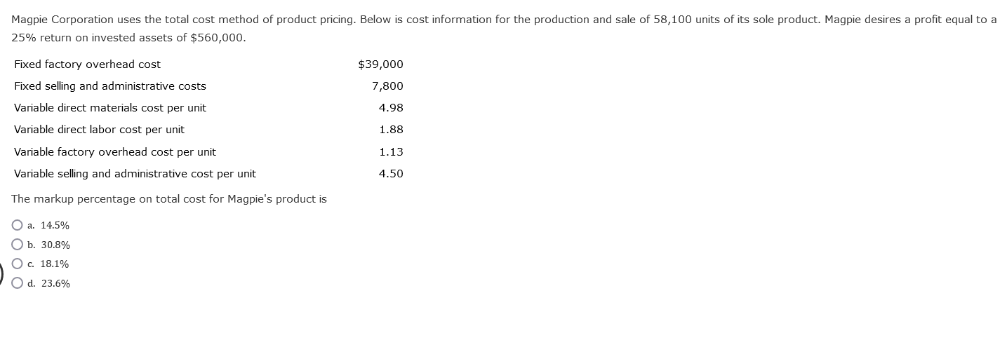 a. 14.5% b. 30.8% c. 18.1% d. 23.6%