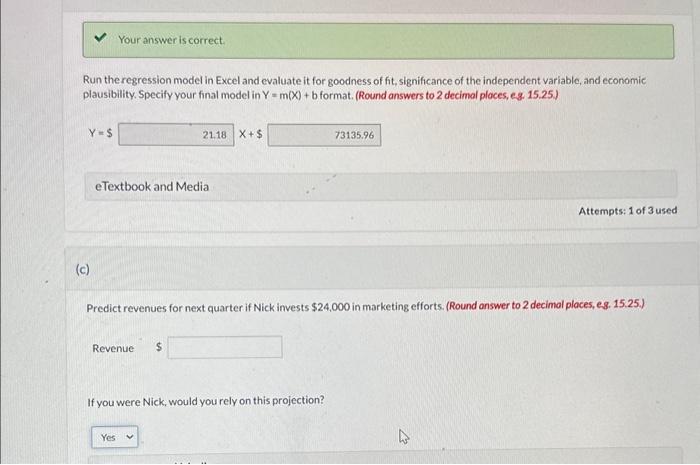  Run the regression model in Excel and evaluate it for goodness