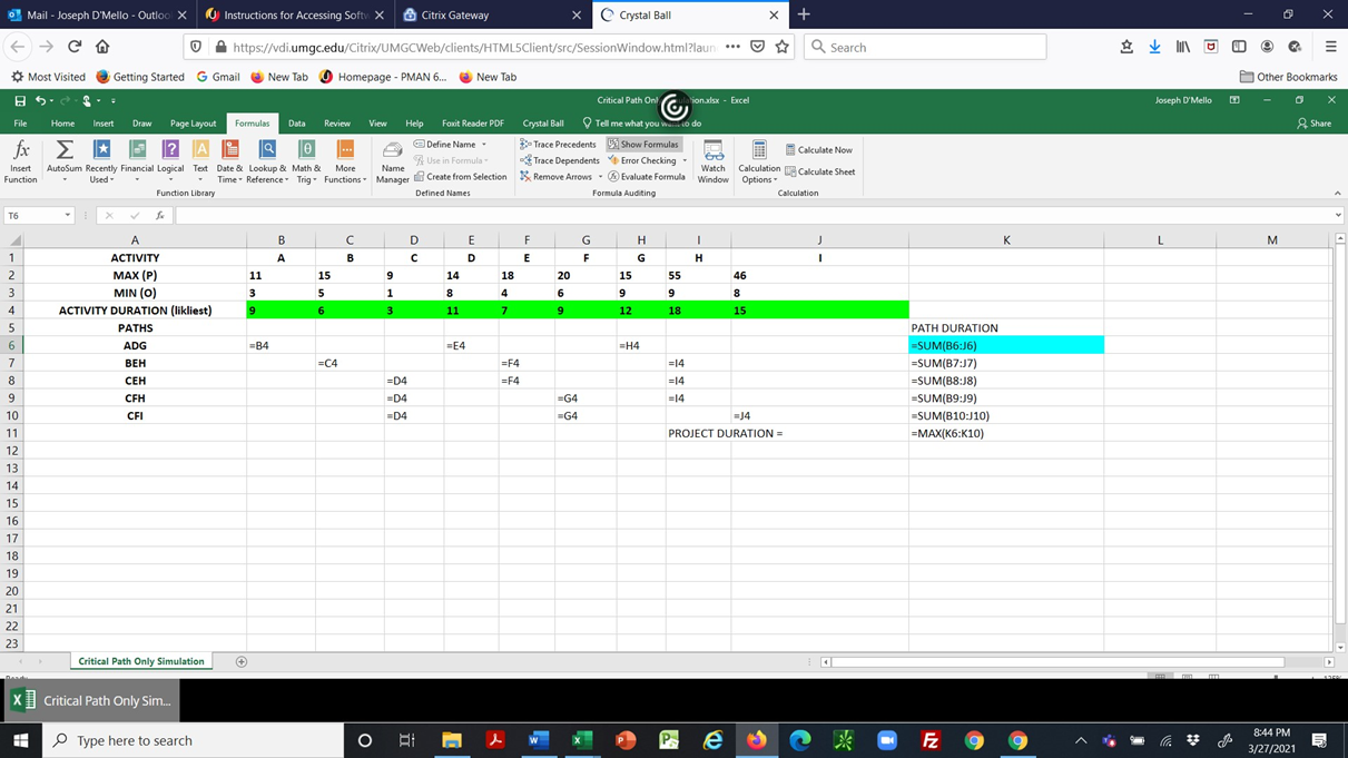 being durations in weeks: \fMail - Joseph D'Mello - Outlool X ()