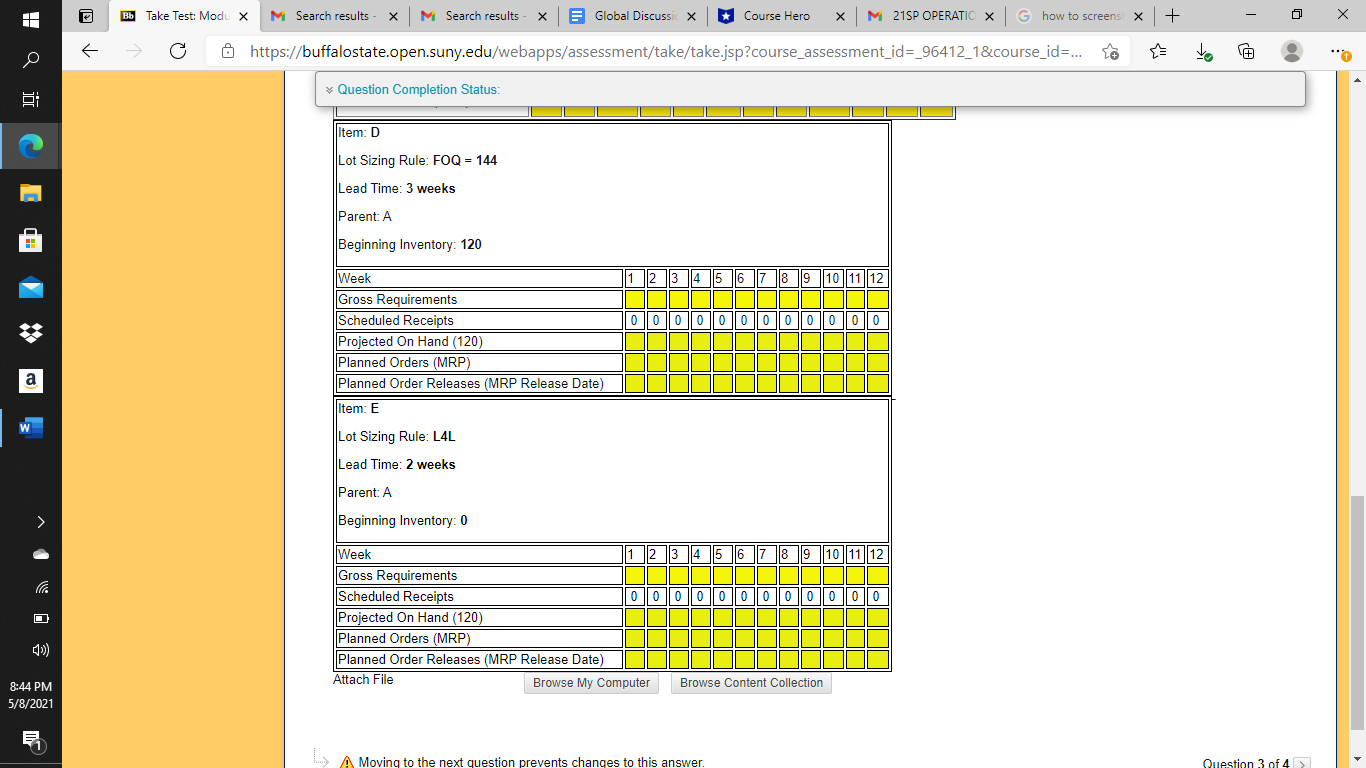 Using the MPS record created in Question 1 and shown below,aswell as