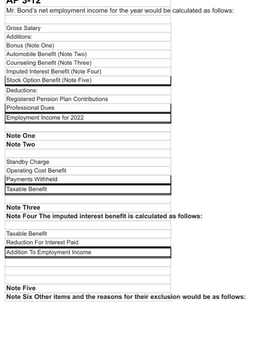 can you do it with an Excel please ? Mr. Bond's net