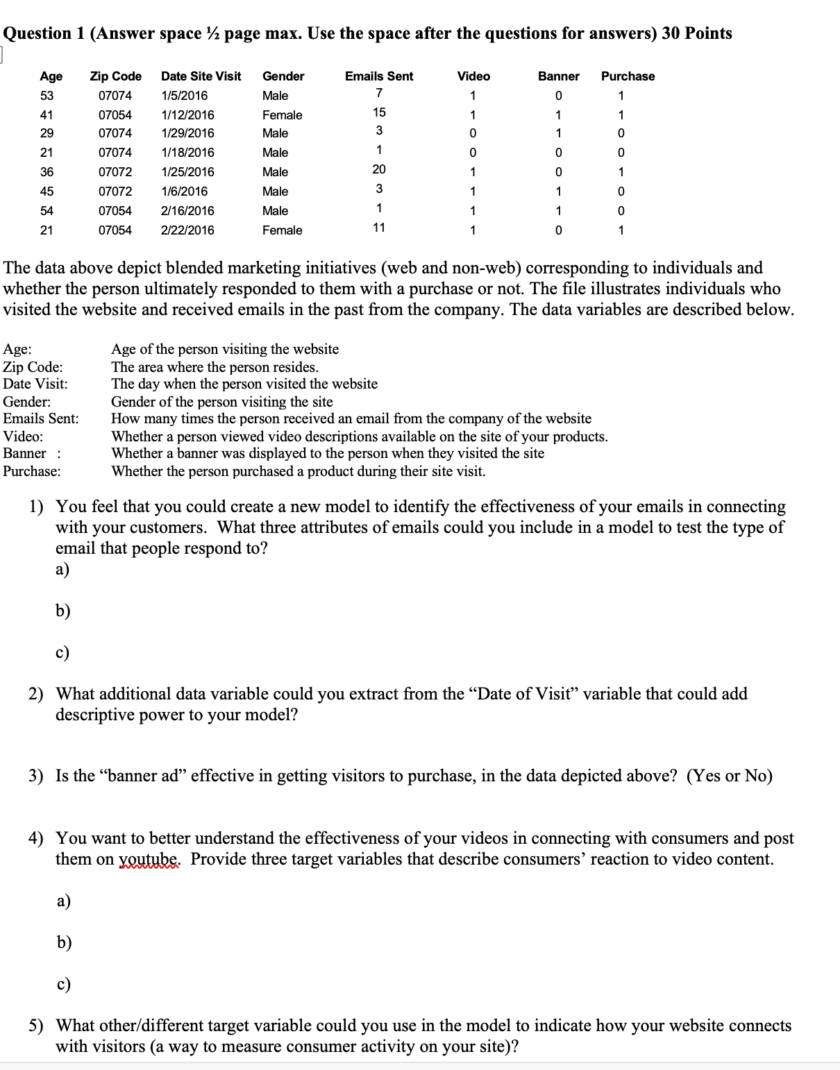 Below is a screenshot of the problem: Question 1 (Answer space 'A