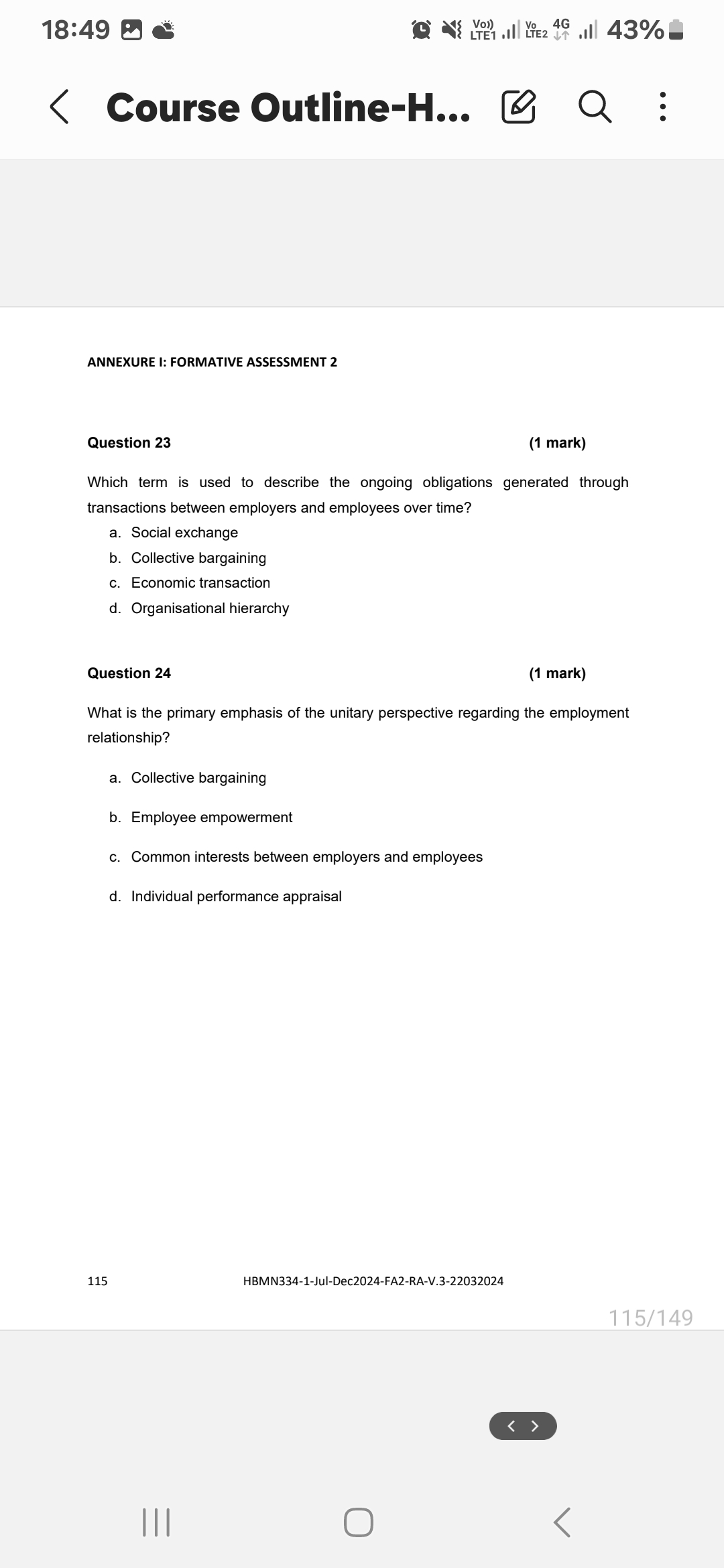 18149 M & 0 N5 0 43% - { Course Outline-H...