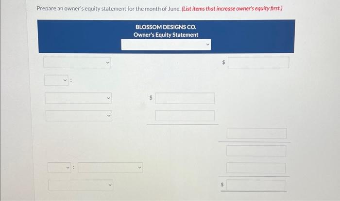 assets and liabilities of the company at June 30 and the revenues