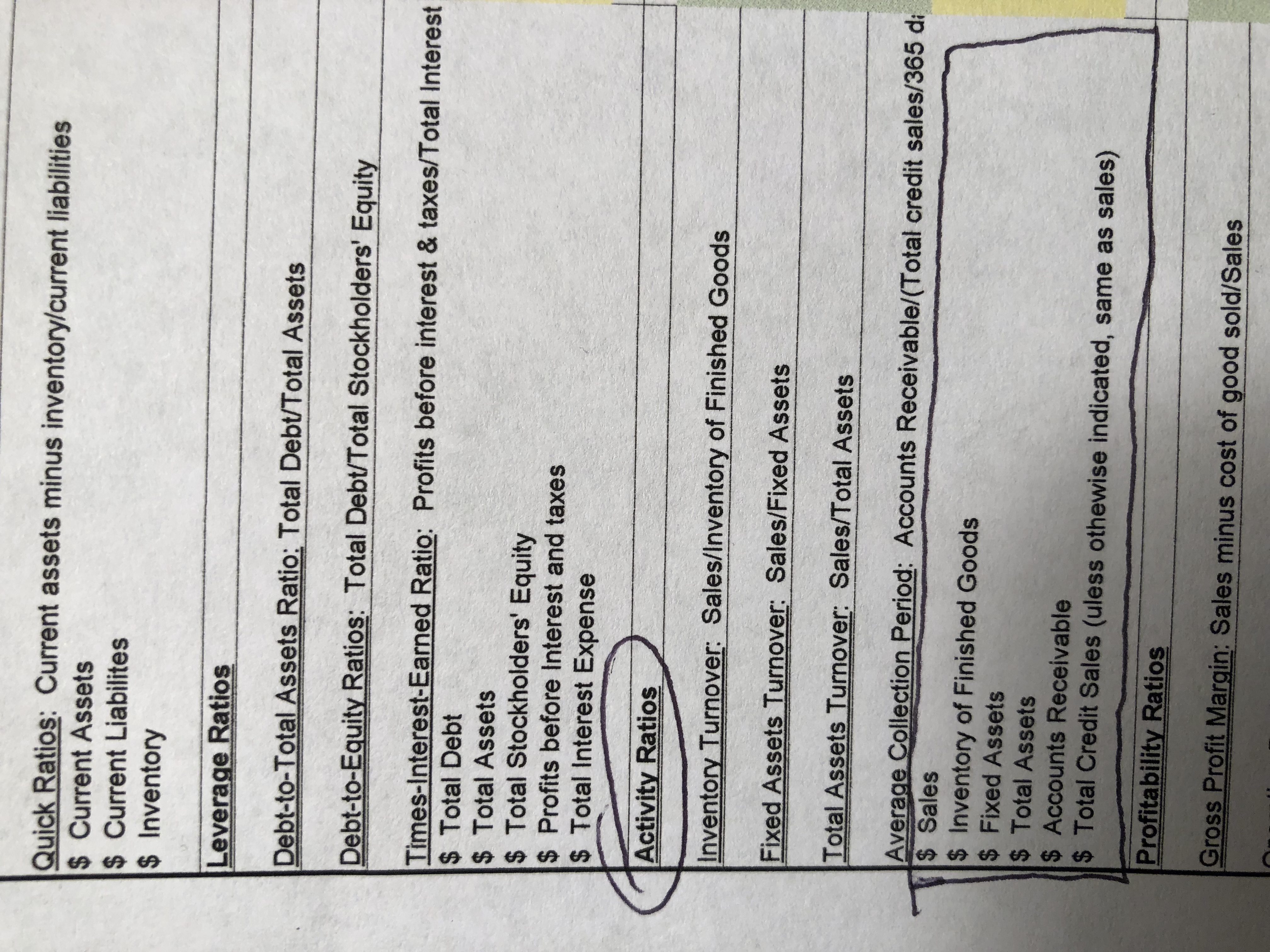 Please Help I'm doing a financial ratio analysis for my case study.