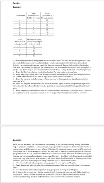  Tutorial 1 Question 1 Combination A B C D E F