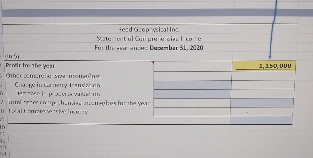 4. Statement of Financial Position Reed Geophysical Inc. Statement of Income For