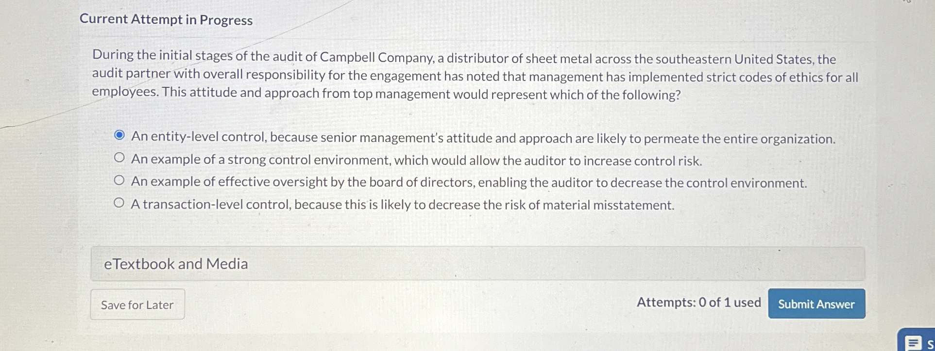  Current Attempt in Progress During the initial stages of the audit