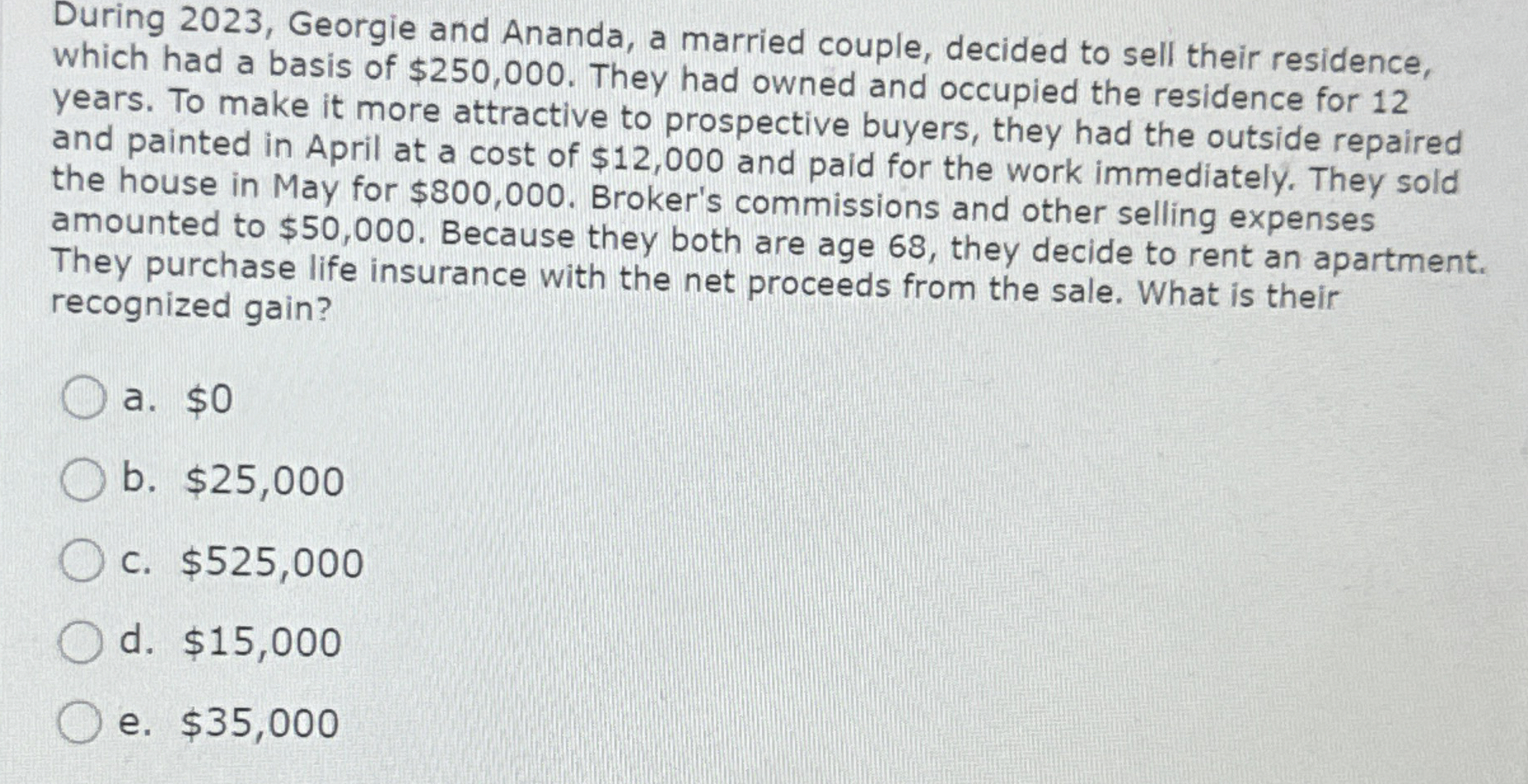  During 2023, Georgie and Ananda, a married couple, decided to sell