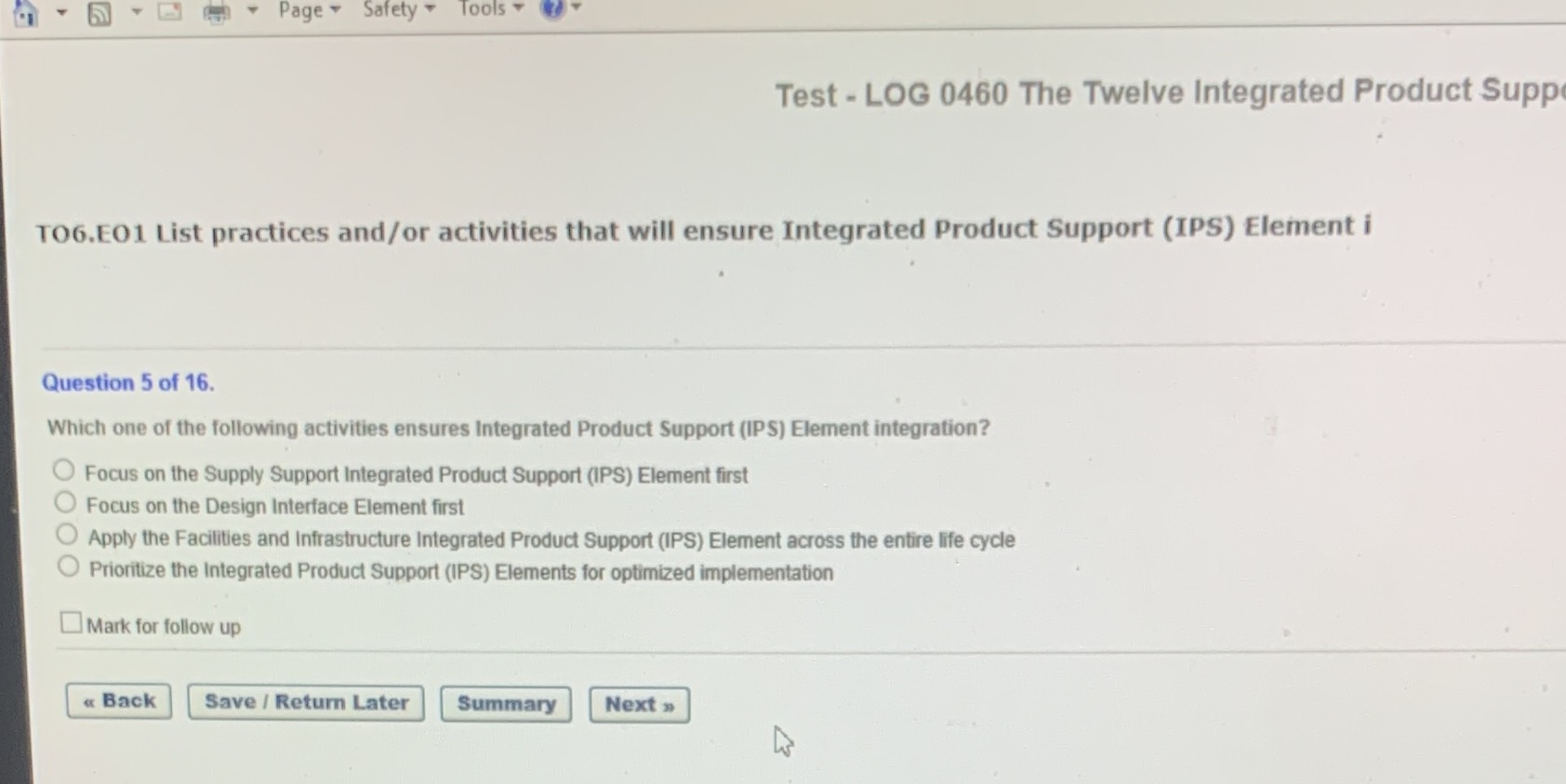 Page * Safety * Tools Test - LOG 0460 The Twelve