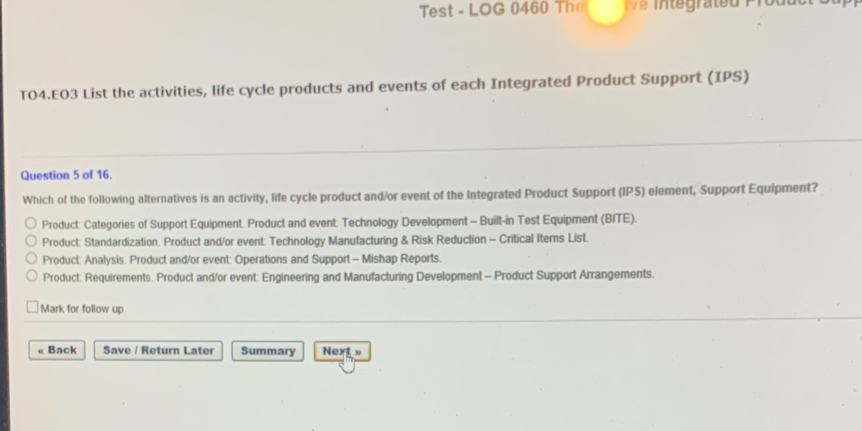 Test - LOG 0460 The i've integrated r TO4.E03 List the