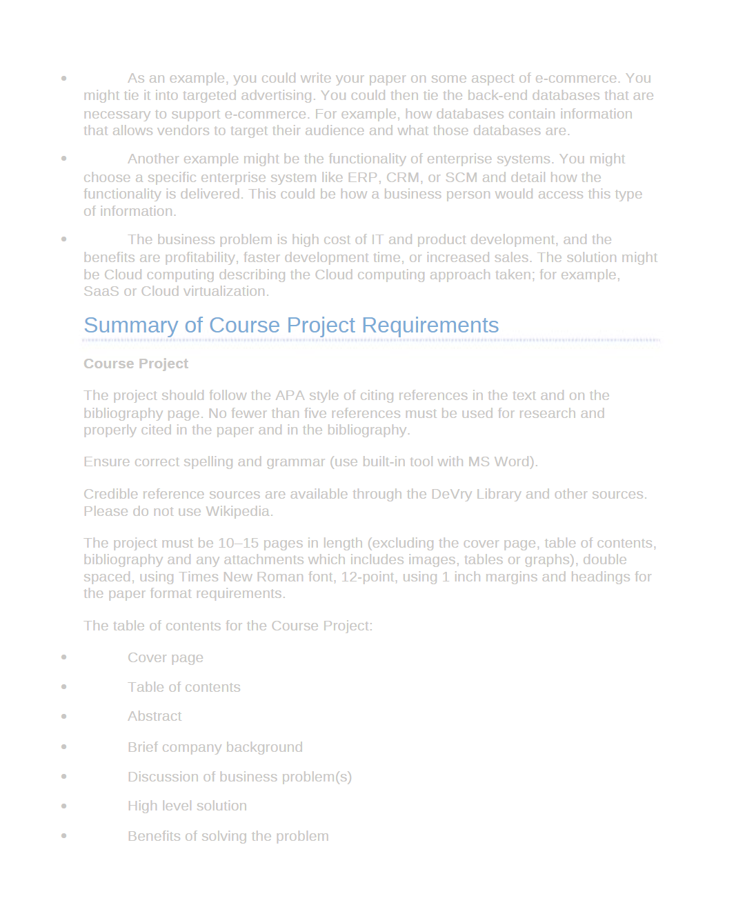 business problem in a specific company or organization that adds value to