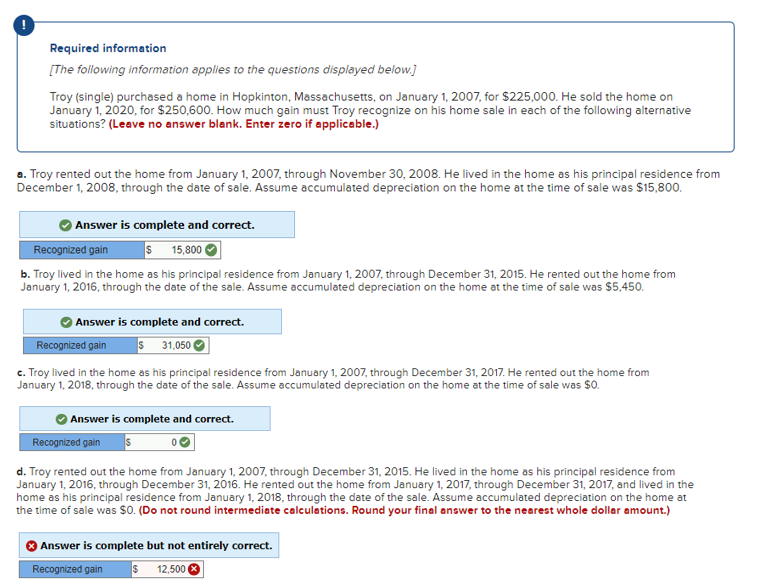 NEED ANSWER FOR D ONLY Required information [The following information opplies to