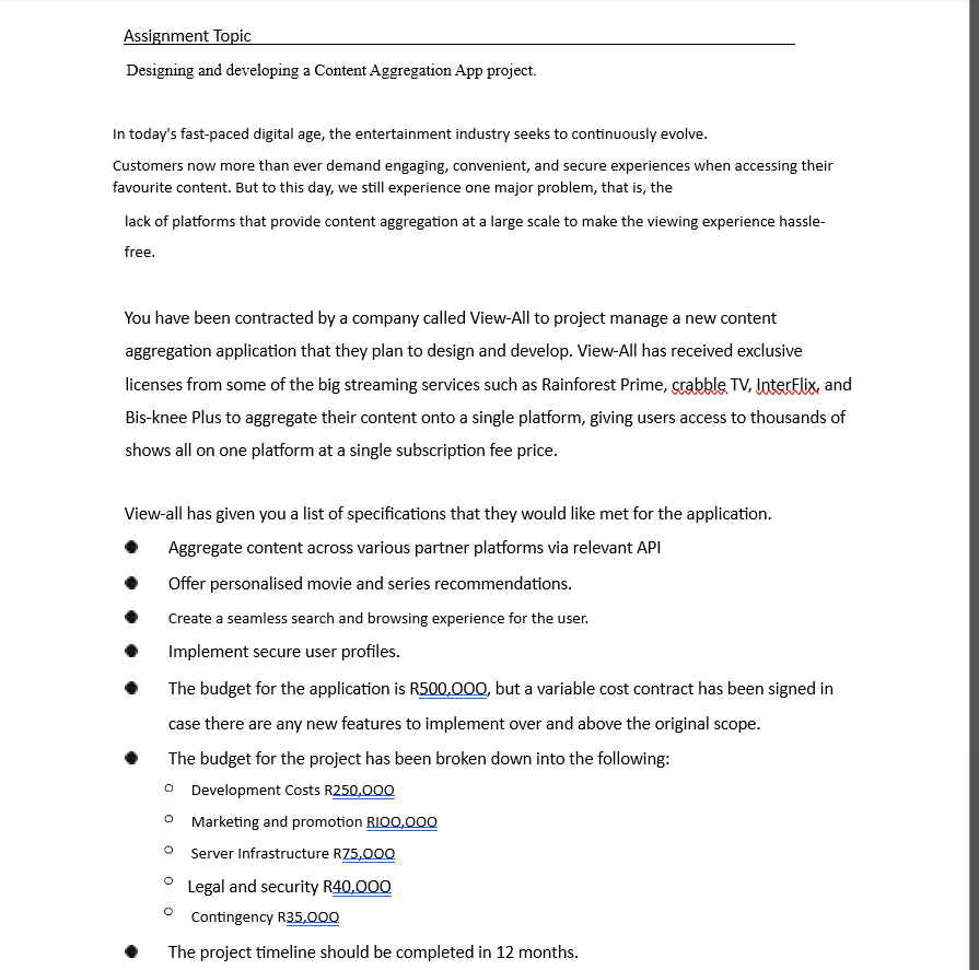 Assignment Topic Designing and developing a Content Aggregation App project. In