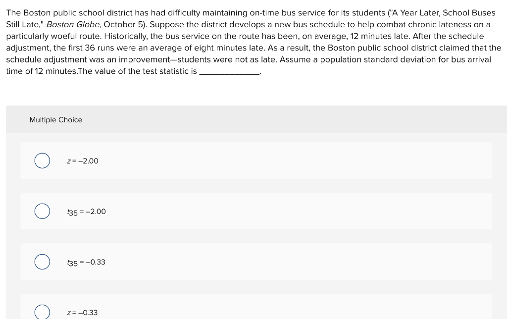  The Boston public school district has had difficulty maintaining on-time bus