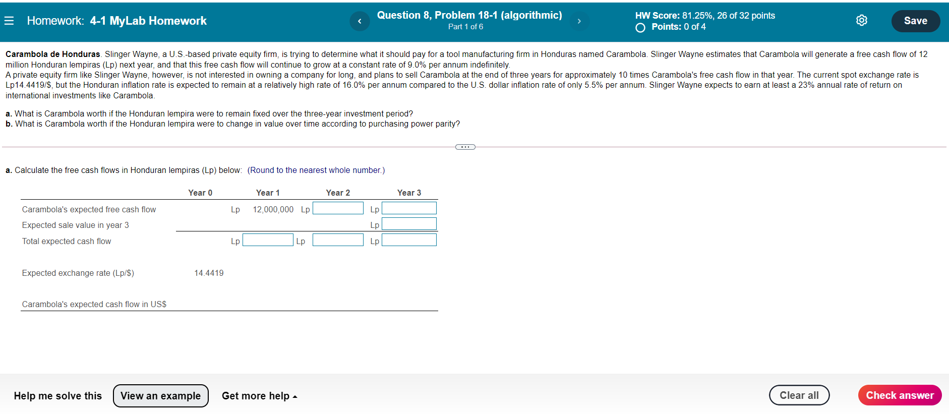  = Homework: 4-1 MyLab Homework Question 8, Problem 18-1 (algorithmic) Part